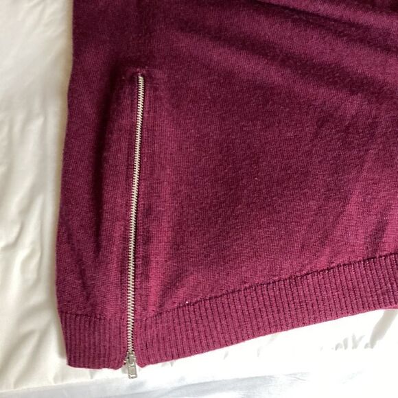 Ramy Brook Tasha Cold Shoulder Merino Wool Burgundy Side Zipper Sweater. Size S. - Picture 4 of 8